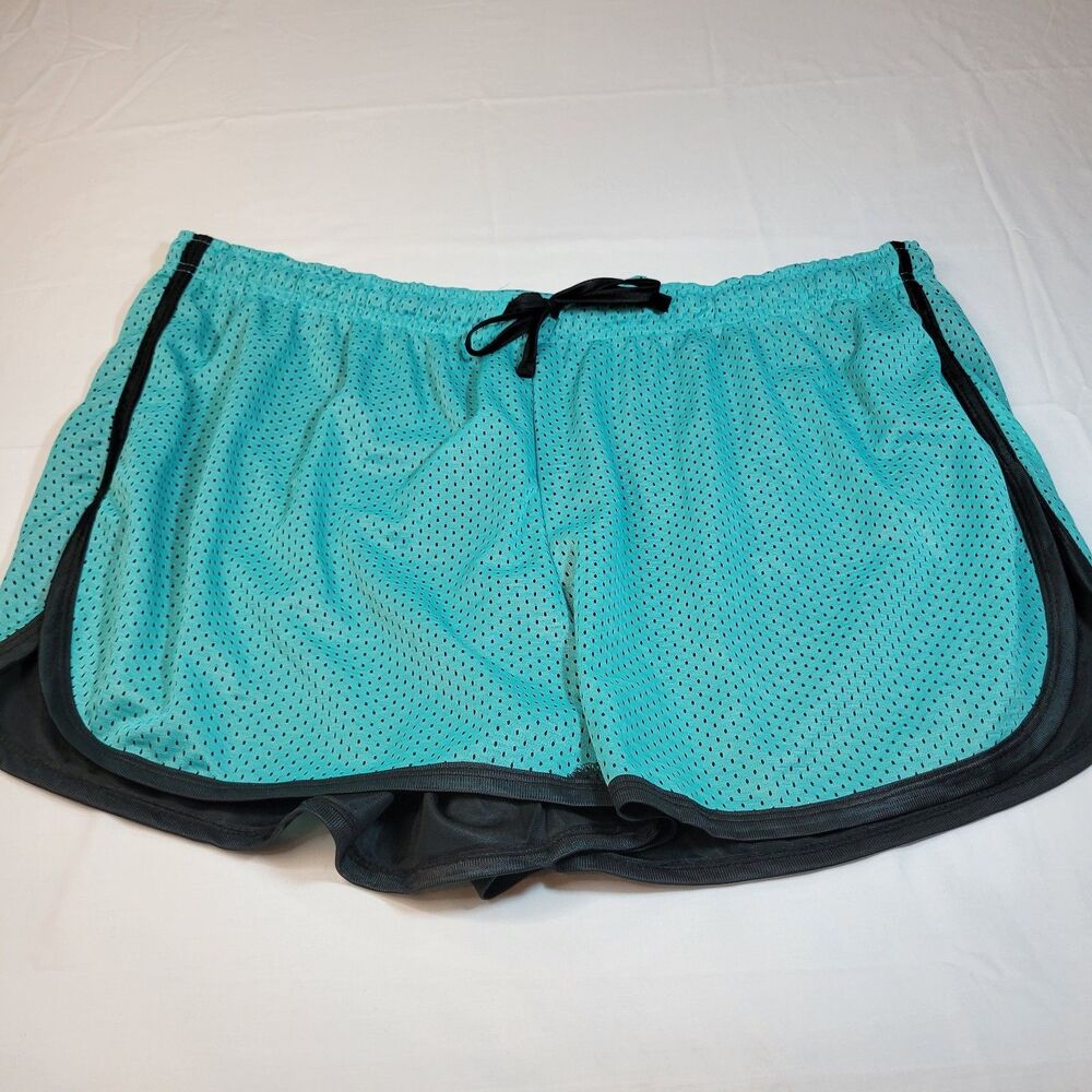 Zone Pro Running Shorts Womens 3X Teal Blue Black Mesh Athletic Workout Gym New